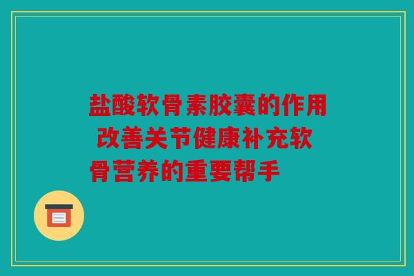 盐酸软骨素胶囊的作用 改善关节健康补充软骨营养的重要帮手